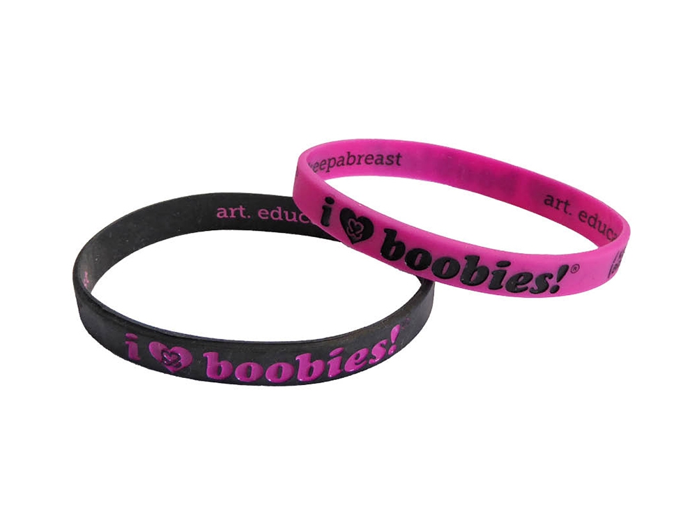 i love boobies! Mini Bracelet Pack - Lipstick Fuschia and Black