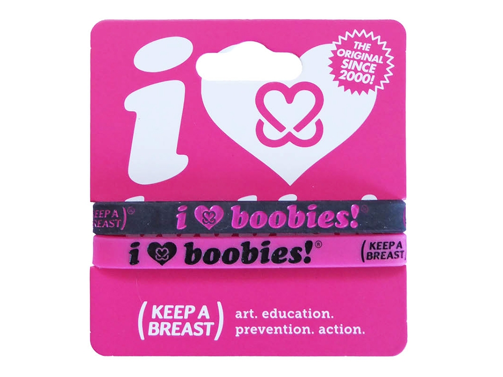 i love boobies! Mini Bracelet Pack - Lipstick Fuschia and Black