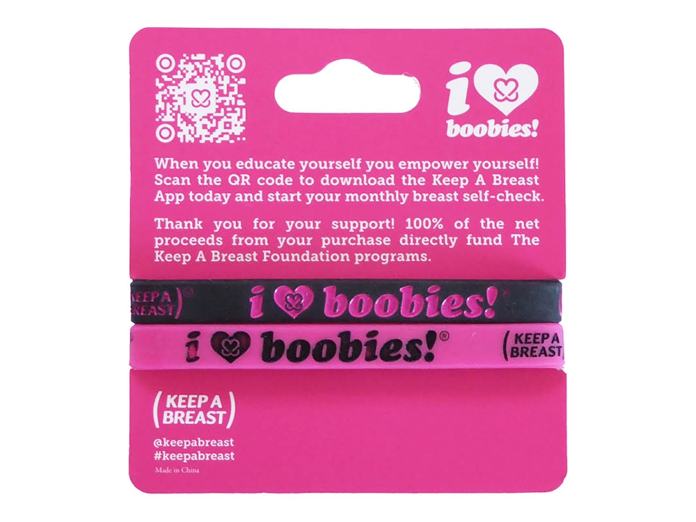 i love boobies! Mini Bracelet Pack - Lipstick Fuschia and Black